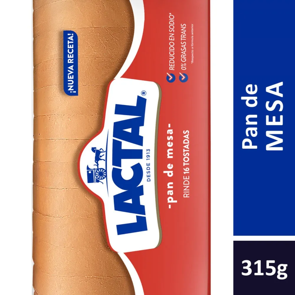Pan De Mesa Blanco Lactal x 315gr