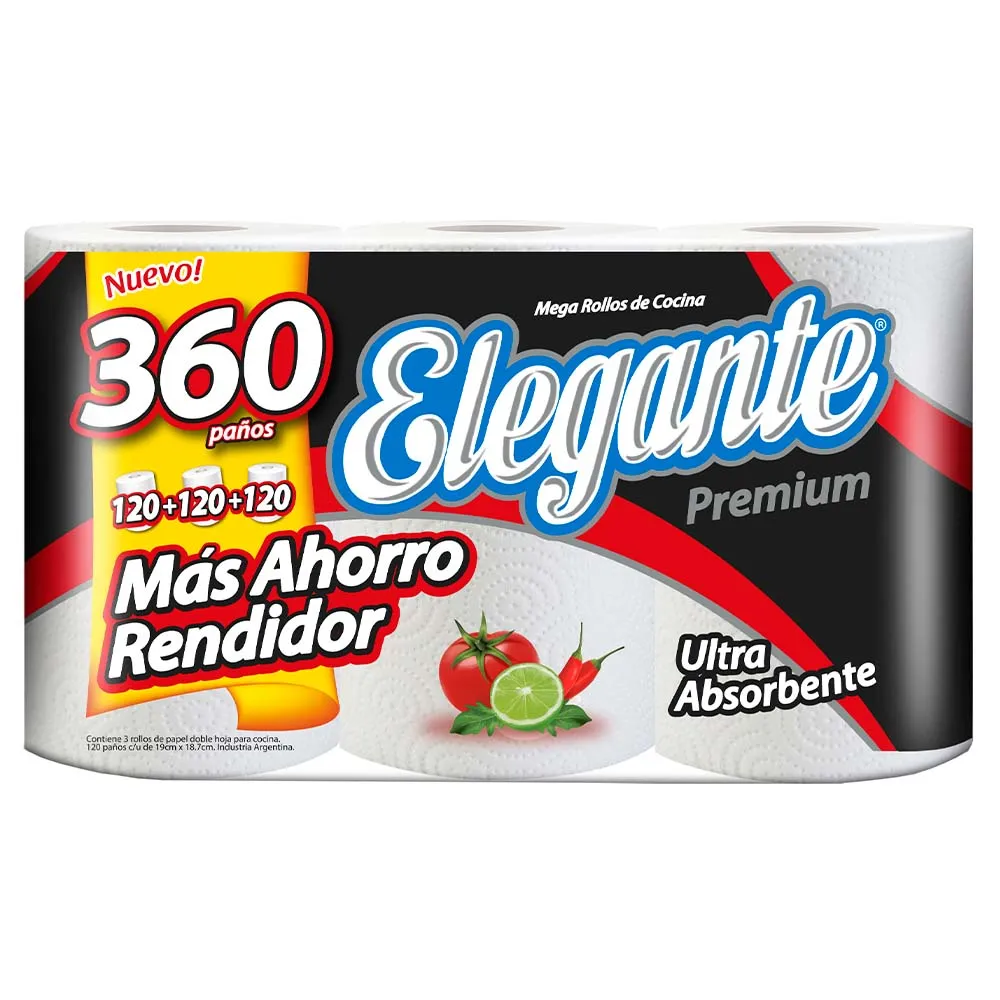 ROLLO DE COCINA NEWPEL 360 PAÑOS 4 PACKS X 3